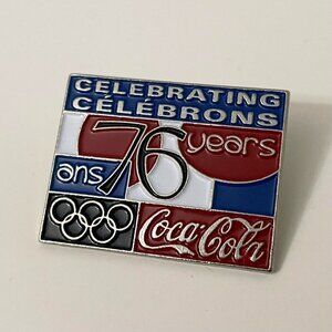 Vtg Coca Cola Celebrating 76 Years Olympic Pin